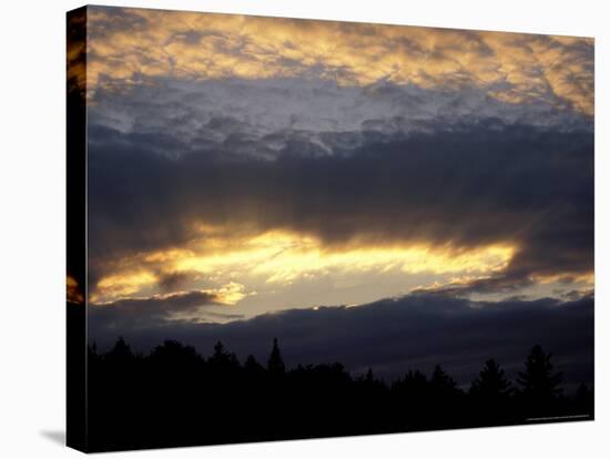 Sun Shines through the Clouds over Northern Forest, Maine, USA-Jerry & Marcy Monkman-Stretched Canvas