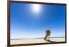 Sun shining over the lifeguard's cabin by the ocean, Morro Jable, Fuerteventura-Roberto Moiola-Framed Photographic Print