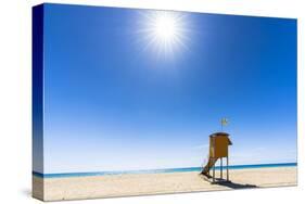 Sun shining over the lifeguard's cabin by the ocean, Morro Jable, Fuerteventura-Roberto Moiola-Stretched Canvas