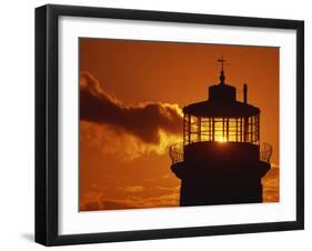 Sun Shining Through Lantern Room of Belle Tout, Beachy Head, Sussex, England, UK-Ian Griffiths-Framed Photographic Print