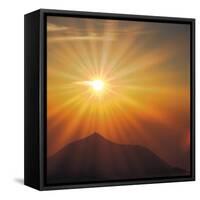 Sun Shinning Over the Mountain, Computer Graphics, Lens Flare-null-Framed Stretched Canvas