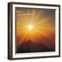 Sun Shinning Over the Mountain, Computer Graphics, Lens Flare-null-Framed Photographic Print