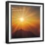 Sun Shinning Over the Mountain, Computer Graphics, Lens Flare-null-Framed Photographic Print