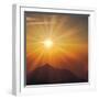Sun Shinning Over the Mountain, Computer Graphics, Lens Flare-null-Framed Photographic Print
