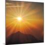 Sun Shinning Over the Mountain, Computer Graphics, Lens Flare-null-Mounted Photographic Print