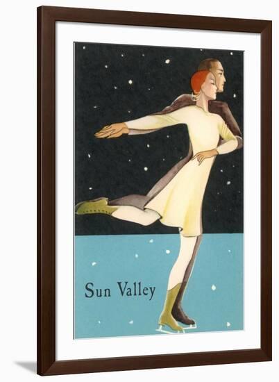 Sun Valley, Couple Skating-null-Framed Art Print
