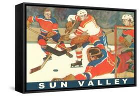 Sun Valley, Hockey Game-null-Framed Stretched Canvas