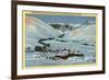 Sun Valley, ID - Winter Scene, Sun Valley Lodge & Challenger Inn-Lantern Press-Framed Premium Giclee Print