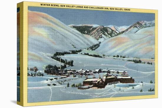 Sun Valley, ID - Winter Scene, Sun Valley Lodge & Challenger Inn-Lantern Press-Stretched Canvas