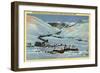 Sun Valley, ID - Winter Scene, Sun Valley Lodge & Challenger Inn-Lantern Press-Framed Art Print