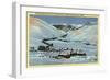 Sun Valley, ID - Winter Scene, Sun Valley Lodge & Challenger Inn-Lantern Press-Framed Art Print