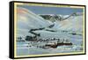 Sun Valley, ID - Winter Scene, Sun Valley Lodge & Challenger Inn-Lantern Press-Framed Stretched Canvas