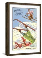 Sun Valley, Idaho, Cartoon Skiers-null-Framed Art Print