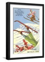 Sun Valley, Idaho, Cartoon Skiers-null-Framed Art Print