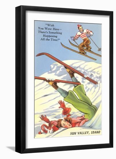 Sun Valley, Idaho, Cartoon Skiers-null-Framed Art Print