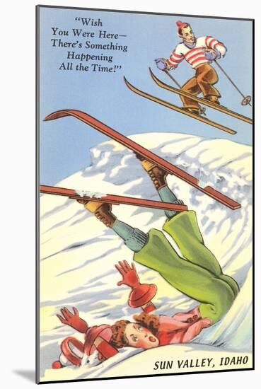 Sun Valley, Idaho, Cartoon Skiers-null-Mounted Art Print