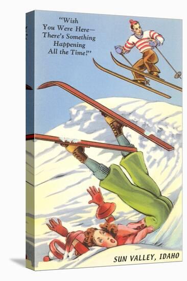 Sun Valley, Idaho, Cartoon Skiers-null-Stretched Canvas