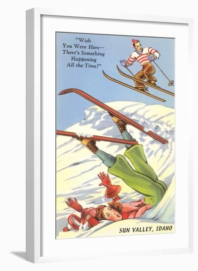 Sun Valley, Idaho, Cartoon Skiers-null-Framed Art Print