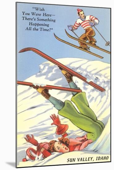 Sun Valley, Idaho, Cartoon Skiers-null-Mounted Art Print