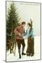 Sun Valley, Idaho, Couple with Skis-null-Mounted Art Print