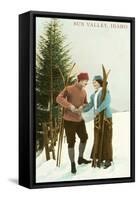 Sun Valley, Idaho, Couple with Skis-null-Framed Stretched Canvas