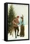 Sun Valley, Idaho, Couple with Skis-null-Framed Stretched Canvas