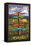 Sun Valley, Idaho - Destination Signpost-Lantern Press-Framed Stretched Canvas