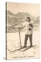 Sun Valley, Idaho, Girl Skiing with Cat-null-Stretched Canvas