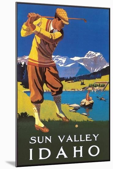 Sun Valley, Idaho, Golfing in Mountains-null-Mounted Art Print