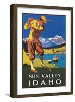 Sun Valley, Idaho, Golfing in Mountains-null-Framed Art Print