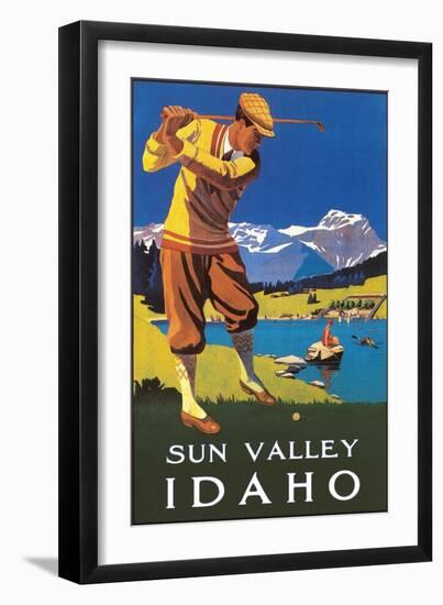 Sun Valley, Idaho, Golfing in Mountains-null-Framed Art Print