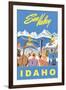 Sun Valley, Idaho, Graphic of Winter Resort Activities-null-Framed Art Print