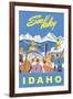 Sun Valley, Idaho, Graphic of Winter Resort Activities-null-Framed Art Print