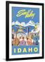 Sun Valley, Idaho, Graphic of Winter Resort Activities-null-Framed Art Print