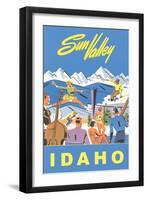 Sun Valley, Idaho, Graphic of Winter Resort Activities-null-Framed Art Print