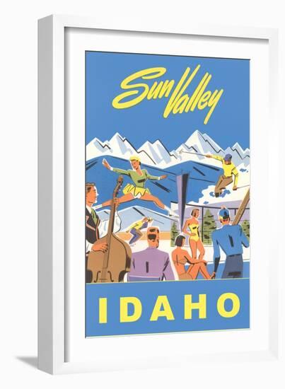 Sun Valley, Idaho, Graphic of Winter Resort Activities-null-Framed Art Print