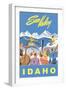 Sun Valley, Idaho, Graphic of Winter Resort Activities-null-Framed Art Print