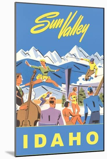 Sun Valley, Idaho, Graphic of Winter Resort Activities-null-Mounted Art Print