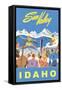 Sun Valley, Idaho, Graphic of Winter Resort Activities-null-Framed Stretched Canvas