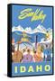 Sun Valley, Idaho, Graphic of Winter Resort Activities-null-Framed Stretched Canvas