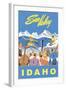 Sun Valley, Idaho, Graphic of Winter Resort Activities-null-Framed Art Print