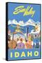 Sun Valley, Idaho, Graphic of Winter Resort Activities-null-Framed Stretched Canvas