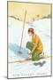 Sun Valley, Idaho, Lady Skier Fixing Bindings-null-Mounted Art Print