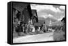 Sun Valley, Idaho - Main Street View of Challenger Inn-Lantern Press-Framed Stretched Canvas