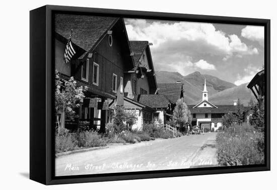 Sun Valley, Idaho - Main Street View of Challenger Inn-Lantern Press-Framed Stretched Canvas