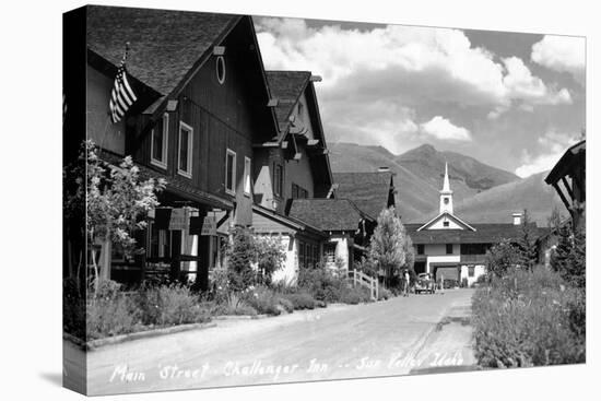 Sun Valley, Idaho - Main Street View of Challenger Inn-Lantern Press-Stretched Canvas