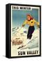 Sun Valley, Idaho - Red-headed Woman Smiling and Skiing Poster-Lantern Press-Framed Stretched Canvas