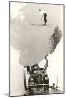 Sun Valley, Idaho, Ski Jumper Over Car-null-Mounted Art Print