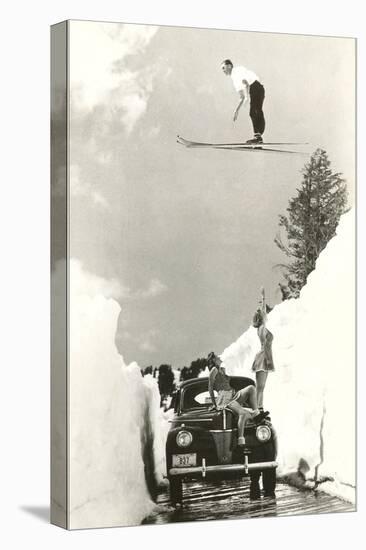 Sun Valley, Idaho, Ski Jumper Over Car-null-Stretched Canvas