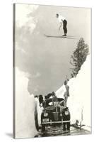 Sun Valley, Idaho, Ski Jumper Over Car-null-Stretched Canvas